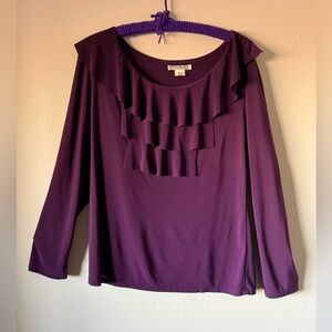 Claudia Richard Deep Purple Ruffle Blouse